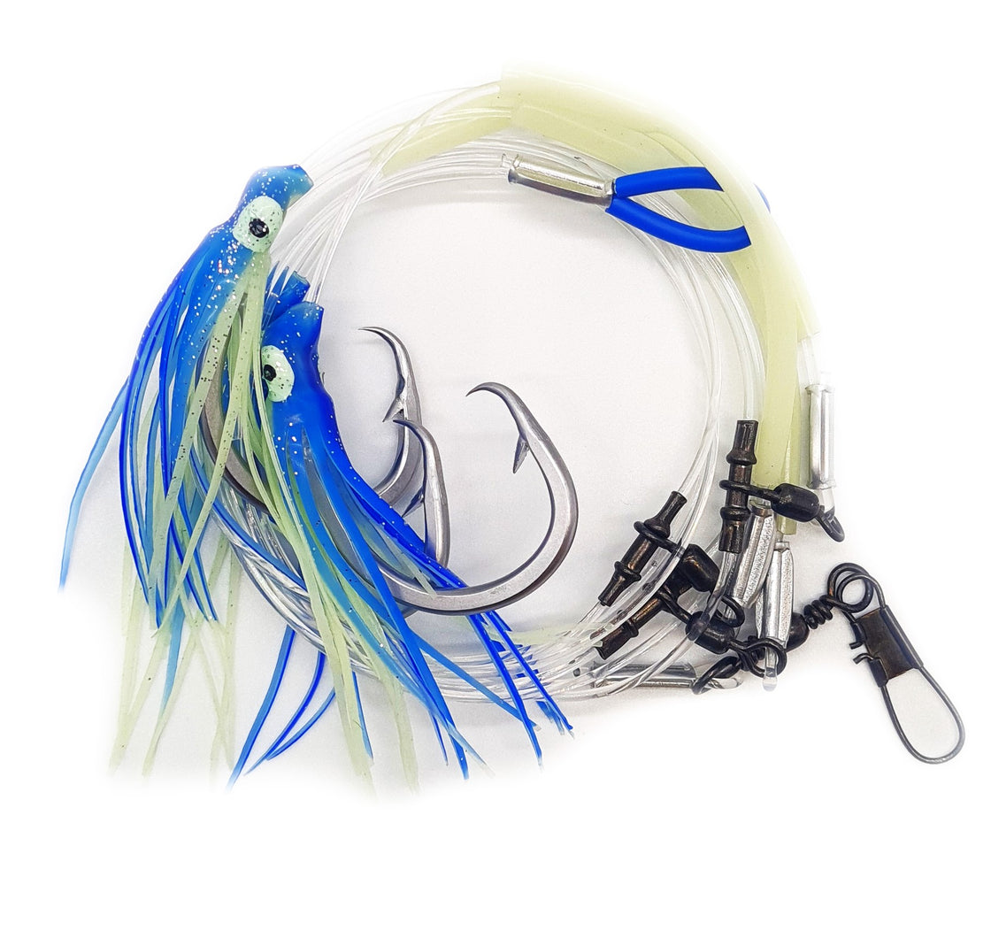 WILD BLUE PUKA RIG 3X HOOK 300LB/150LB