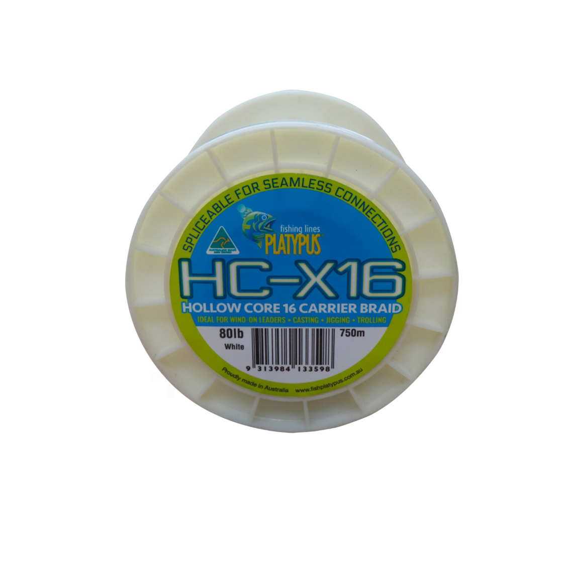 PLATYPUS X16 HOLLOW CORE BRAID 1000M 80LB WHITE