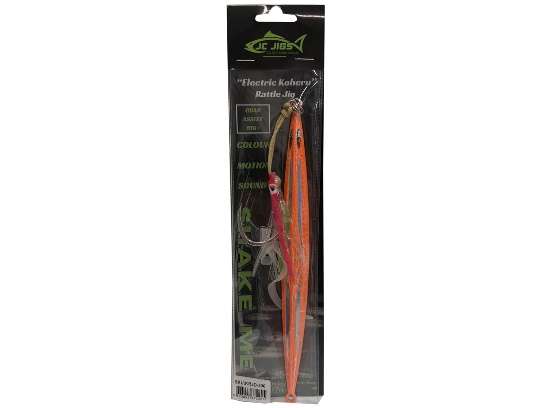JC JIGS RATTLE JIG CRACKED ORANGE SILVER GLOW 300G