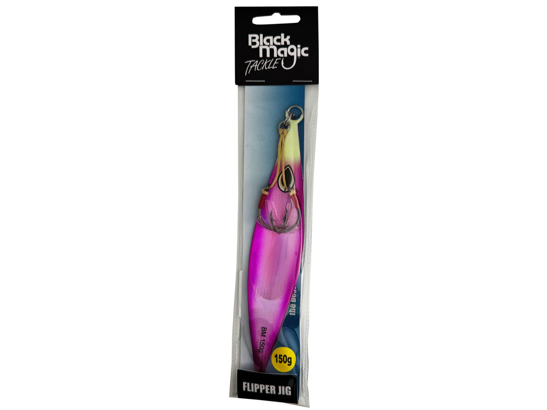 BLACK MAGIC FLIPPER JIG 150G PINK LUMO
